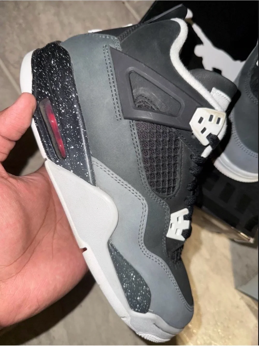Jordan 4 fear size 6.5 authentic grey black white